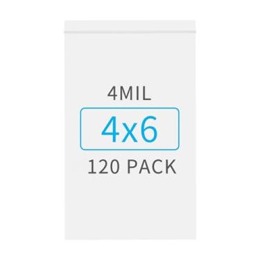 Imagem de Aubeco 10 x 15 cm, volume de 120 peças, sacos de plástico transparente com zíper de 4 mm, bolsa de armazenamento para pequenas empresas com zíper resselável para pílulas, joias, viagens, embalagens