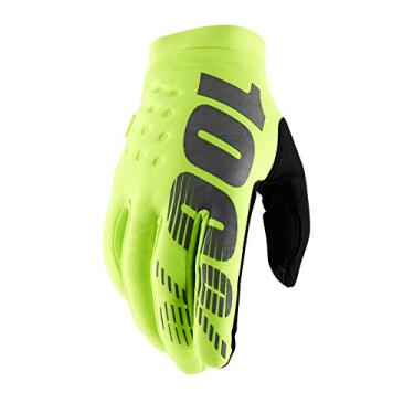 Imagem de 100% BRISKER Luvas de motocross e mountain bike para clima frio - Equipamento de proteção de corrida MTB e MX Powersport de inverno quente (L - Amarelo fluo)