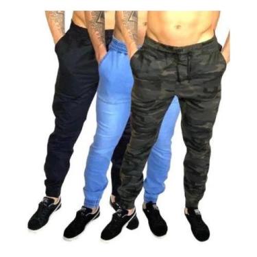 Imagem de Kit Com 3 Unid Calça Masculina Jeans Joguer Preto Azul Bege - Apollogy