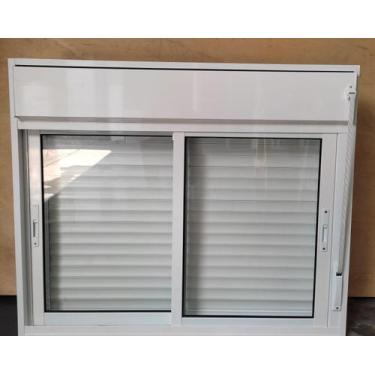 Imagem de Persiana Manual Integrada 2 Folhas Vidro - Alumínio Branco - Linha 25 