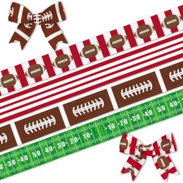 Imagem de Blinket 4 fitas de futebol de 1,9 cm para decoração de apresentação de troféu, fita esportiva vermelha branca para laços de cabelo, fita de gorgorão esportiva para festa de futebol, festa, festa