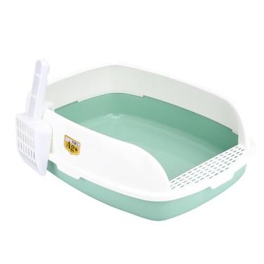 Imagem de Generic Caixa de areia para gatos de interior, caixa de areia alta, resistente, à prova de respingos, removível, semi-fechada, vaso sanitário, de para, Verde
