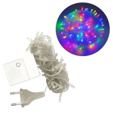 Imagem de 10 Pisca Pisca Cordão Luz 50 Led 110v 8 Funções Fio 5m Natal - Global