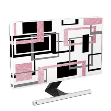 Imagem de Baocicco Capa moderna geométrica à prova d'água para monitor de computador 56, 61, 61 cm, quadrados abstratos, minimalista, capa protetora elegante para iMac de 27 polegadas, PC de 26 a 29 polegadas