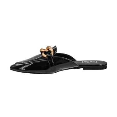 Imagem de Corkys Footwear Hey Girl Playin for Keeps Mula feminina de bico fino com detalhe de corrente grossa, palmilha acolchoada e design moderno e elegante para conforto o dia todo, Preto, 36