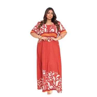 Imagem de Vestido Longo Estampado Plus Size 8 Geração G1 G2 G3 G4 - Reyn Store, 