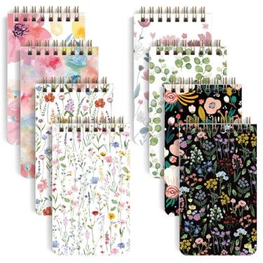 Imagem de 8 Pack Floral Spiral Notebooks, 3x5 Inch Mini Notebooks with Lined Pages - Aesthetic Pocket Notepads for Journaling, Work, School, and Travel