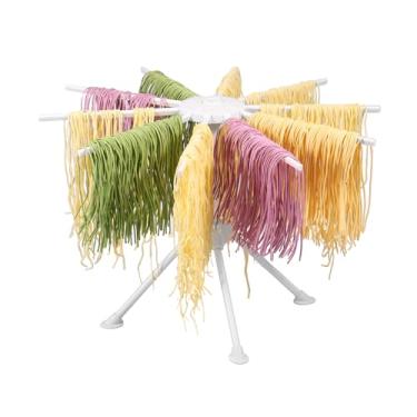 Imagem de Prateleira de secagem de massas dobrável para secar massas frescas, suporte dobrável, cabide de macarrão com 10 varões, esparguete para secar massas domésticas, árvore de secagem rápida, fácil