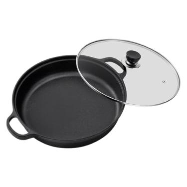 Imagem de Rrlihjgu Frigideira Antiaderente, De Ferro Fundido Com Tampa Transparente, Frigideira Com Termoisolante Para Omelete Panqueca Bife Lanches