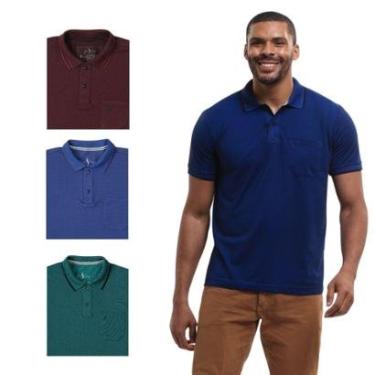 Imagem de Kit 4 Camisa Polo Masculina Pique Premium com Bolso Casual-Masculino