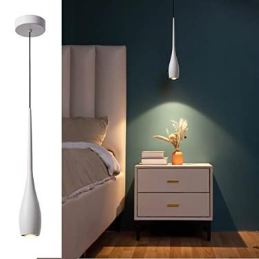 Imagem de JULiN HOME Luminária pendente branca para ilha de cozinha, luminárias pendentes de LED reguláveis, pequena luminária pendente industrial moderna para pia, bar, sala de jantar, cabeceira