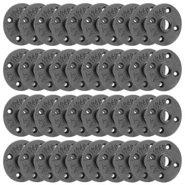Imagem de Home TZH Flange de piso resistente de 1/5.1 cm, pacote com 40 flanges de tubo de ferro maleável para estilo vintage industrial, flanges com furo rosqueado para projeto faça você mesmo/móveis/decoração