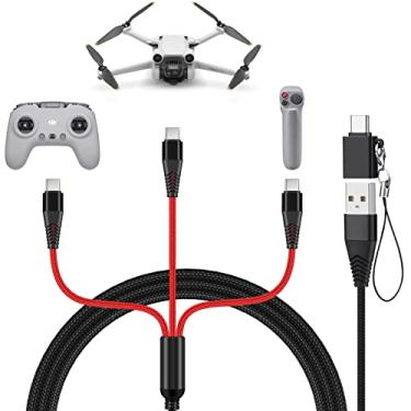 Imagem de Carregador para DJI Mini 4 Pro, Mini 3 Pro, Mavic 3, Air 2S, Avata Drone, 3 em 1 Cabo de carregamento rápido 3 em 1 Cabo USB C com adaptador para DJI FPV Controle remoto Motion Controller Acessórios