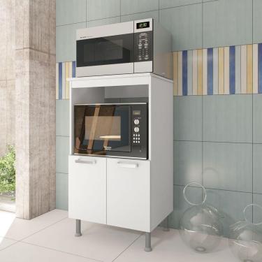 Imagem de Balcão 65cm Multiuso para Forno e Microondas 2 portas Branco