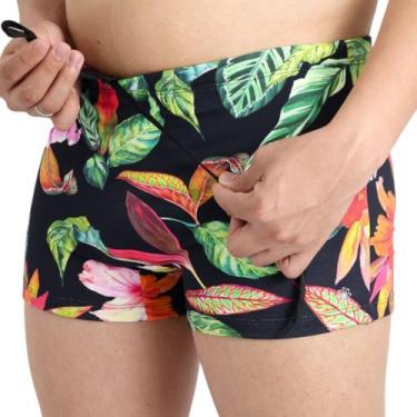 Imagem de Sunga Boxer Estampada Praia E Piscina - Suport Fitness, Preto, Folhage