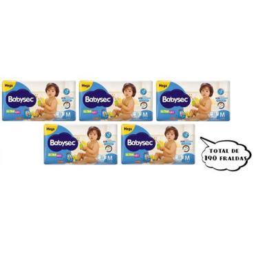 Imagem de Fralda Babysec Ultrasec - Tam M - (5 pacotes-38 cada pacote) total de 