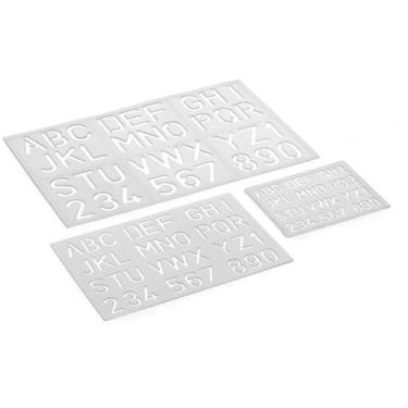 Imagem de Kit régua normógrafo Acrinil, régua escolar de letras Cristal