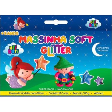 Imagem de Massa de modelar UtiGuti glitter com 12 cores 180g