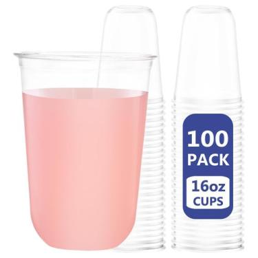 Imagem de Copos descartáveis de plástico transparente WELLIFE 473ml 100 unidades