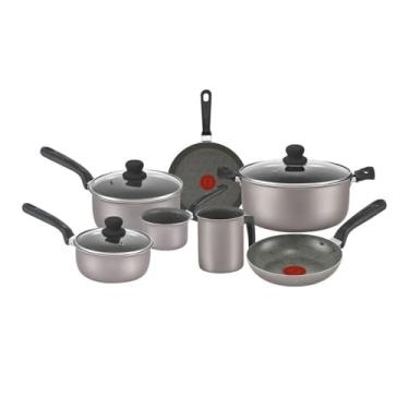 Imagem de Jogo de Panelas Antiaderente Rochedo Talent Imusa 7 Peças, Cinza, com Thermo-Sinal e Revestimento Tefal®