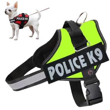 Imagem de Coleira Peitoral Para Cachorro Porte Pequeno Médio e Grande Colete Confortável Policia K9 (Verde limão, PP)