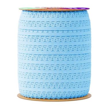 Imagem de Mandala Crafts Rolo de acabamento elástico macio de renda elástica azul bebê - 1 polegada de largura fita picot elástica com babados para costura de lingerie, tiaras, roupas íntimas e artesanato