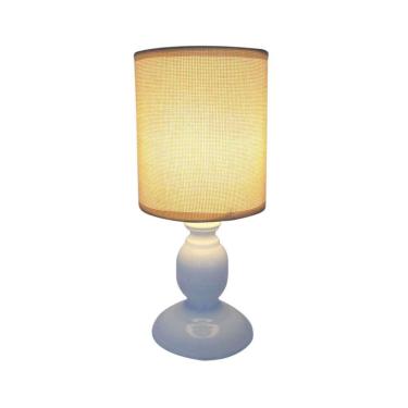 Imagem de Abajur De Plástico Com Cúpula Em Linho e PVC 28cm Bivolt