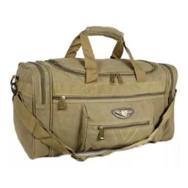 Imagem de Sacola De Mão Bolsa Mala Viagem KVN Lona Reforçada, Bege