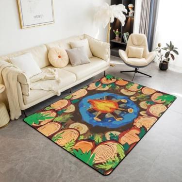 Imagem de Jogo de cama com fogueira, 7,5 x 12,5 cm, toco de árvore, sala de estar, para quarto para meninos, meninas, adolescentes, diversão, bosque, acampamento, verão, feliz, decoração, carpete, microfibra