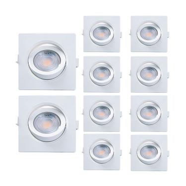 Imagem de Kit 10 Spot De Led Embutir Alltop Par20 Quadrado 7w Bivolt Taschibra 4000k Luz Neutra