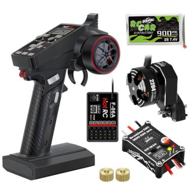 Imagem de GOUPRC Racing CT-6A RC Transmitter 6 Channels 2.4GHz and Receiver with 2204 2400KV Brushless Outrunner Transmission Motor & 30A Brushless ESC Combo for SCX24 RC Crawler Axial 1/24 RC Car Crawler
