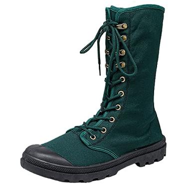 Imagem de Jamron Bota masculina moderna até o tornozelo cano alto / cano médio deserto sapatos de lona com cadarço para uso ao ar livre, Meia-panturrilha verde, 39
