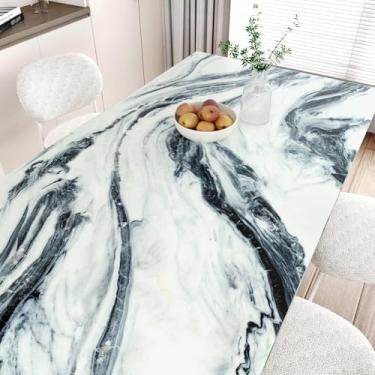 Imagem de EPPKILY Papel de contato de mármore azul/branco, descasque e cole para bancadas, papel de parede de mármore brilhante, autoadesivo, papel de contato removível para cozinha, armário, banheiro