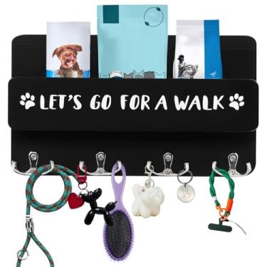 Imagem de Suporte de coleira de cachorro para parede, porta-chaves com 4 ganchos duplos para decoração de parede, organizador de correspondência, armazenamento de suprimentos para coleira de cachorro