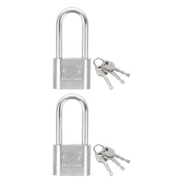 Imagem de PATIKIL Cadeado com chave, 2 peças de 4,5 cm de largura, pino de aço, cadeados marinhos com chave diferente para porta ao ar livre, cerca, ferrolho armário, caixa de ferramentas de armazenamento