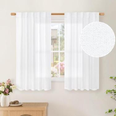 Imagem de Cortinas BGment White 115 cm de comprimento, 2 painéis para janela cur