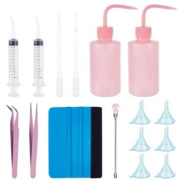 Imagem de BENECREAT Kit de copo de globo de neve faça você mesmo, conjunto de ferramentas DIY com garrafa de aperto, funil, pinça, seringa dobrada, bastão de aço, conta-gotas e rodo para fazer copos com glitter