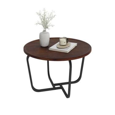 Imagem de Mesa de centro redonda sala canto carbon luxo 60cm - Fino Inox