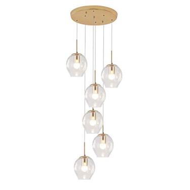 Imagem de Lustre de escada, bolas de vidro multi durante a luz moderna bola de bolha pendurada luminária de teto lustres para sala de estar varanda corredor, lustre longo giratório E27 - capa de luz t