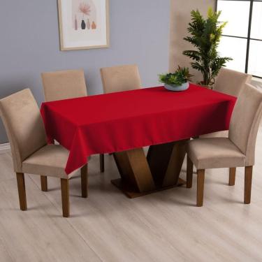 Imagem de Toalha De Mesa Basic 1 Peça 2,50m X 1,40m 8 Lugares 100% Poliéster Tecido Oxford - Verm...