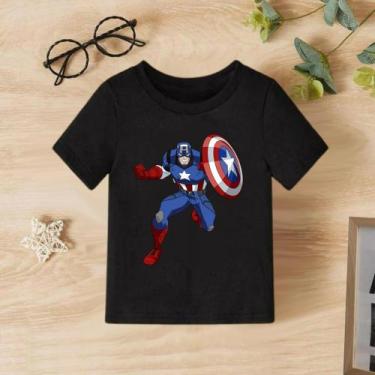 Imagem de Camiseta infantil personagens - Capitão América , Preto, 14
