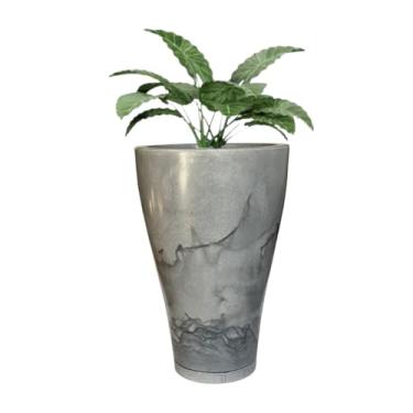 Imagem de Vaso Polietileno P/Plantas Grande Marmorizado Cônico Luxo Varanda 46cm (Grafite)