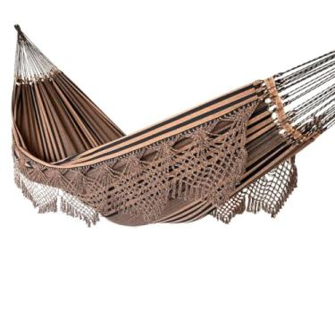 Imagem de Rede de Dormir Luxuosa para Casal - Rede de Descanso Premium para Lazer e Conforto(BROWNIE LISTRADA)