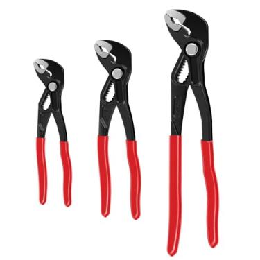 Imagem de Conjunto de 3 alicates de lingueta e ranhura, conjunto de alicates de junta de ranhura rápida ajustável, botão de pressão, travas de canal, alicates de encanamento de 17 cm, 25 cm, conjunto de