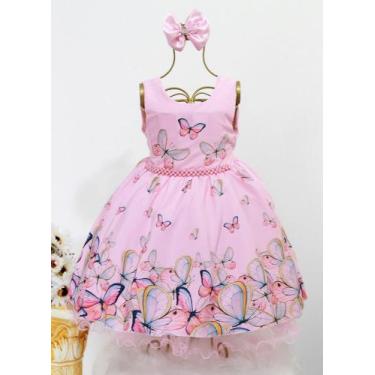 Imagem de Vestido Infantil Rosa Regata Borboleta E Tiara - pingo de gente, Rosa,