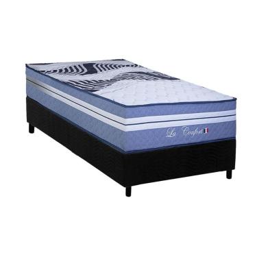 Imagem de Conjunto Box Solteiro: Colchão Molas Paropas Ensacadas La Confort + Base Crc Suede Black (88x188)