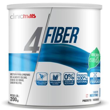Imagem de 4 FIBER COMPOSTO DE FIBRAS REGULADOR INTESTINAL SOLÚVEL 200G - CLINICMAIS