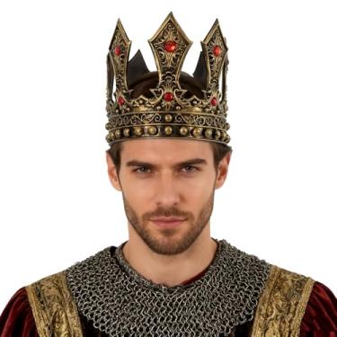 Imagem de Delicate Dew Tiara masculina Medieval King Crown Gothic Cosplay Príncipe Fantasia de Halloween, R - bronze, tamanho �nico