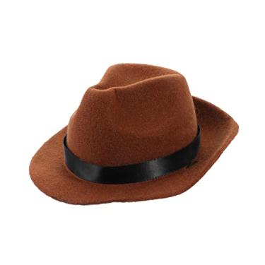 Imagem de Healifty Chapéu de cachorrinho resistente ao desgaste, leve, Fedora, acessório para animais de estimação, para gatos e cães, marrom