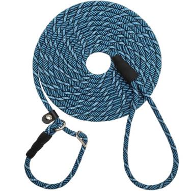 Imagem de SEPXUFORE Coleira refletiva longa antiderrapante para cães antiasfixia, 3 m, 30 m/15 m, coleira de treinamento para cães médios pequenos filhotes de estimação